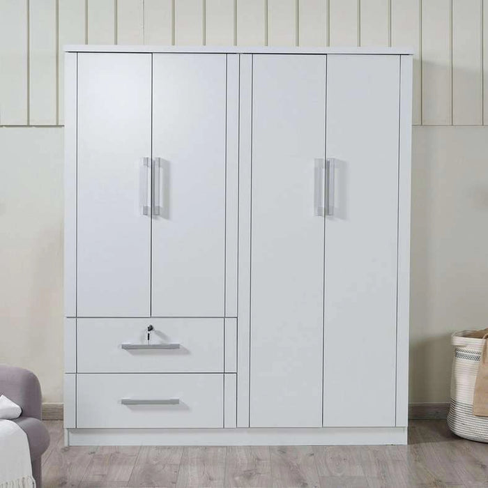 Arlin 4 Door Wardrobe With 2 Drawer - White