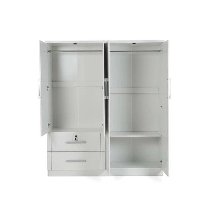 Arlin 4 Door Wardrobe With 2 Drawer - White