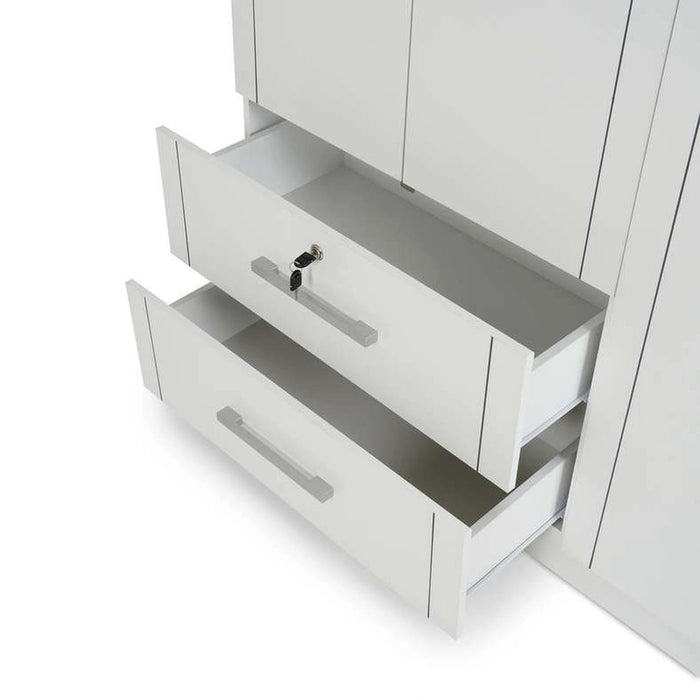 Arlin 4 Door Wardrobe With 2 Drawer - White