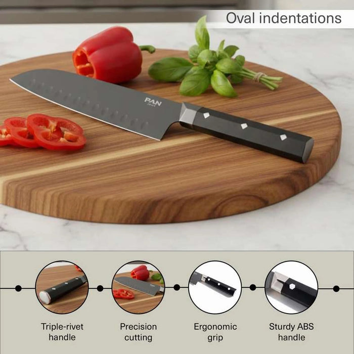 Armas Santoku Knife 31.5Cm -Chrome & Black