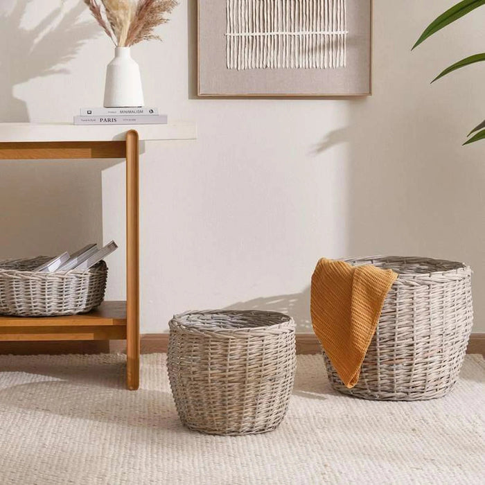 Aronica Willow Conical Storage Basket 44X35X35Cm- Grey Pan Home