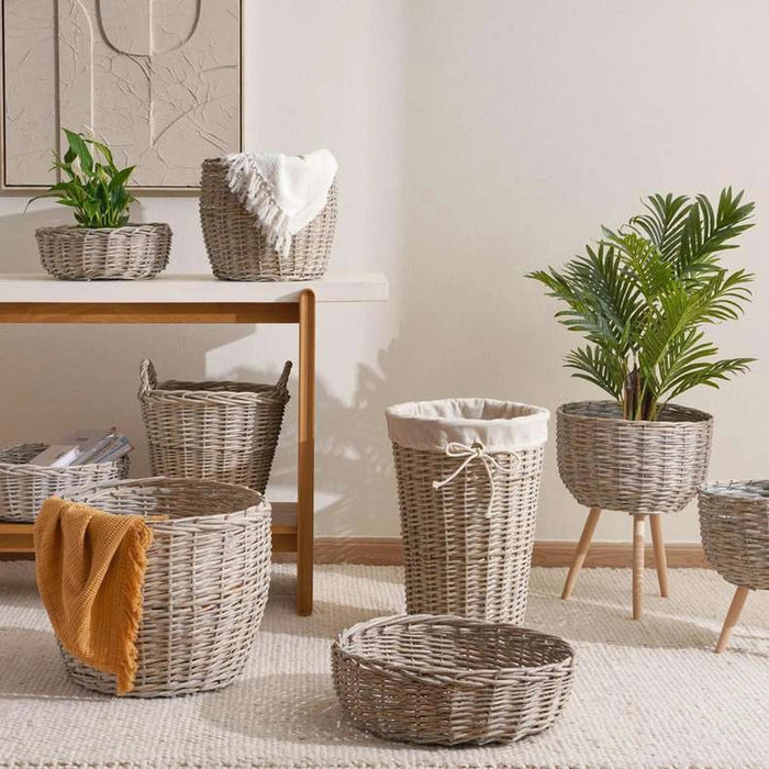 Aronica Willow Conical Storage Basket 44X35X35Cm- Grey Pan Home