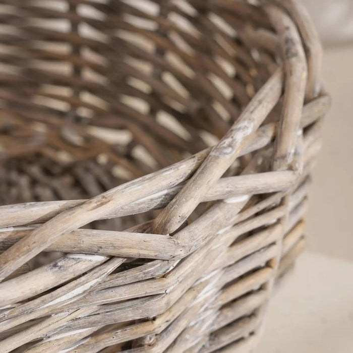 Aronica Willow Round Storage Basket 33X12X22Cm- Grey PAN HOME