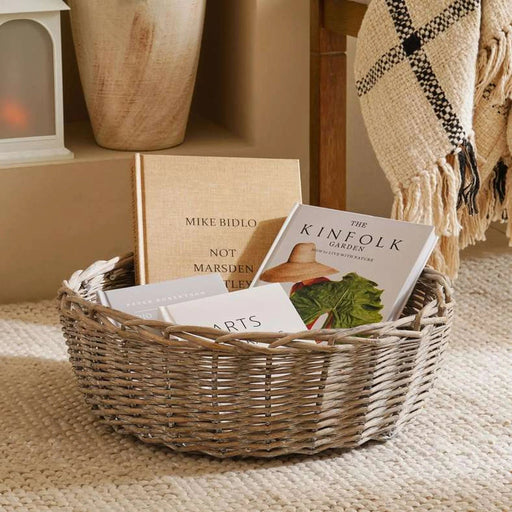Aronica Willow Round Storage Basket 46X15X34Cm- Grey Pan Home