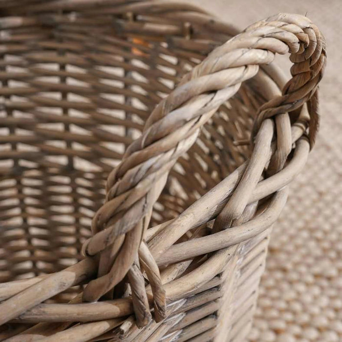 Aronica Willow Storage Basket With Handle 35X30X24Cm- Grey Pan Home