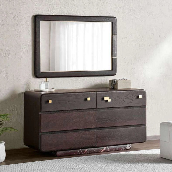 Arosa Dresser With 6 Drawer & Mirror Marble - Wenge