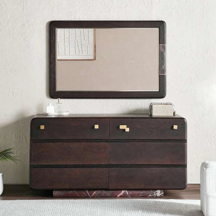 Arosa Dresser With 6 Drawer & Mirror Marble - Wenge