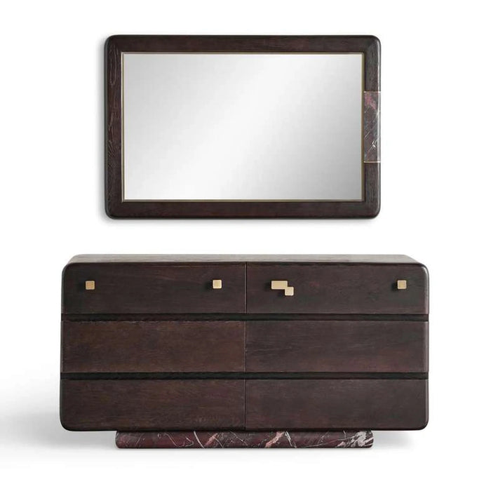 Arosa Dresser With 6 Drawer & Mirror Marble - Wenge