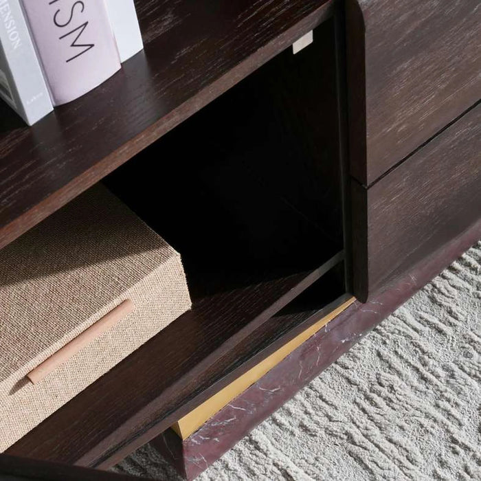Arosa Tv Unit Up To 80 Inches With 2 Door & 4 Drawer Marble - Wenge