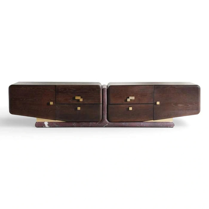Arosa Tv Unit Up To 80 Inches With 2 Door & 4 Drawer Marble - Wenge