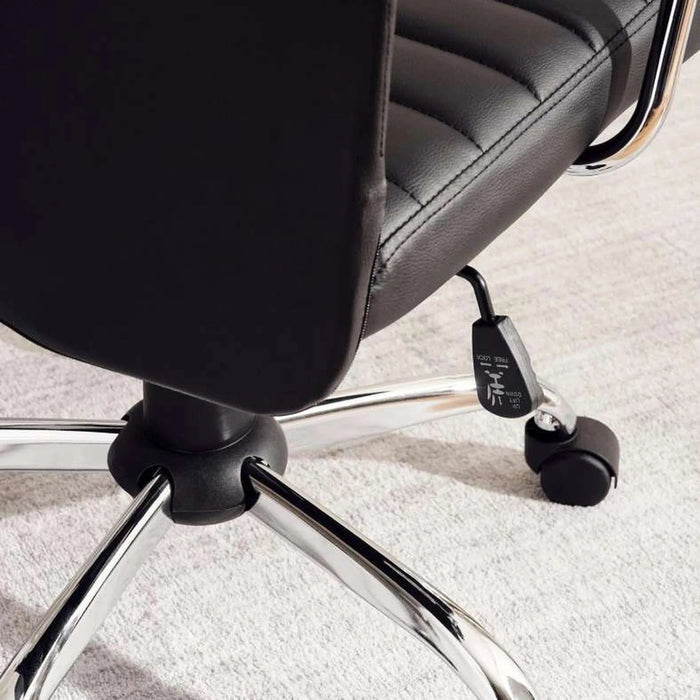Arries Office Medium Back Chair Pu - Black Silver Pan Home