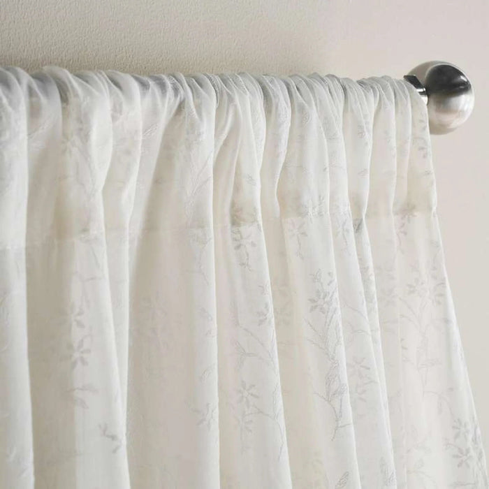 Articulos Flora Embroidered 2-Piece Sheer Curtain Set 140X240Cm - White Pan Home