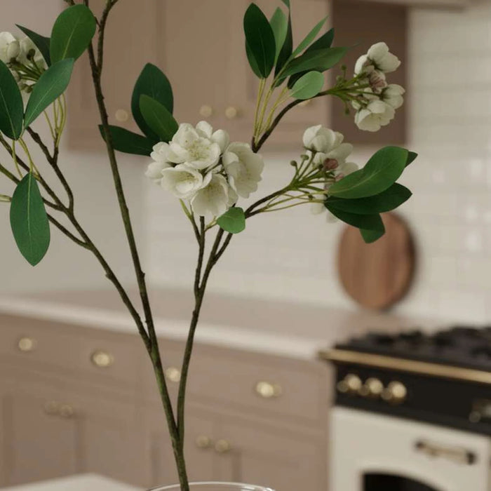 Artificial Apple Blossom Stem Flower H106Cm - White