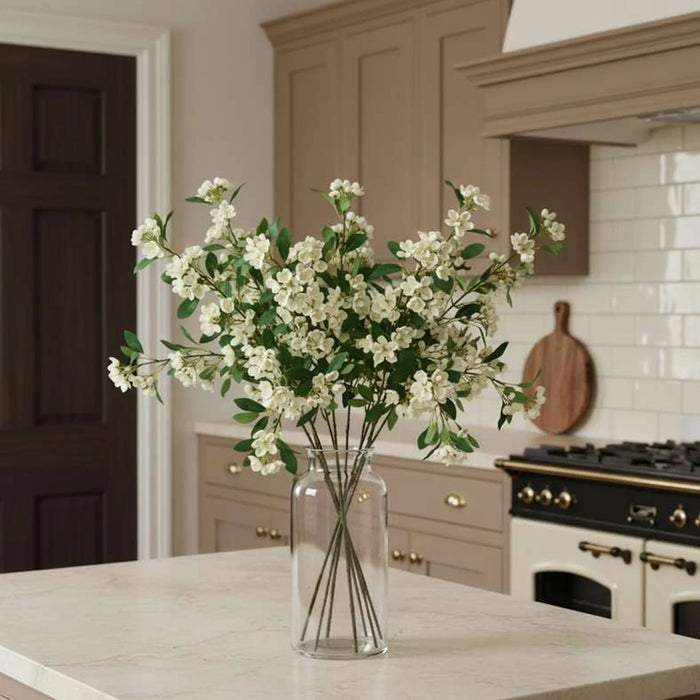 Artificial Apple Blossom Stem Flower H106Cm - White