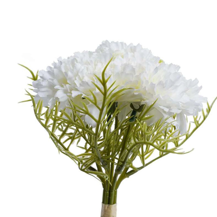 Artificial Carnation Stem Flower H37Cm - White