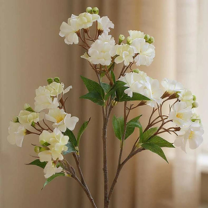 Artificial Cherry Stem Flower H80Cm - White/Green