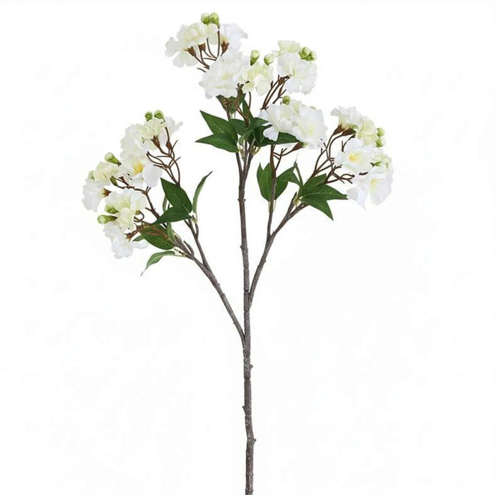Artificial Cherry Stem Flower H80Cm - White/Green
