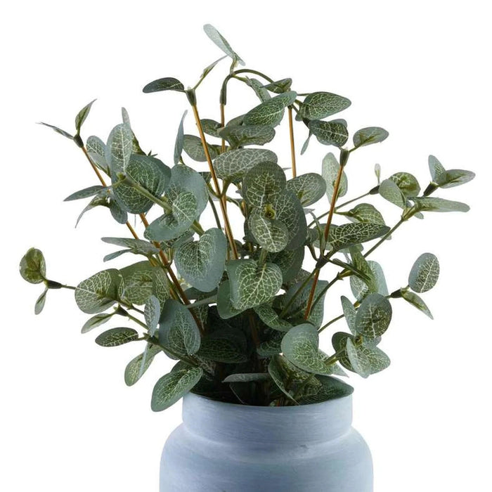 Artificial Eucalyptus In Blue Ceramic Pot 17.78X17.78X27.94Cm - Green Pan Home