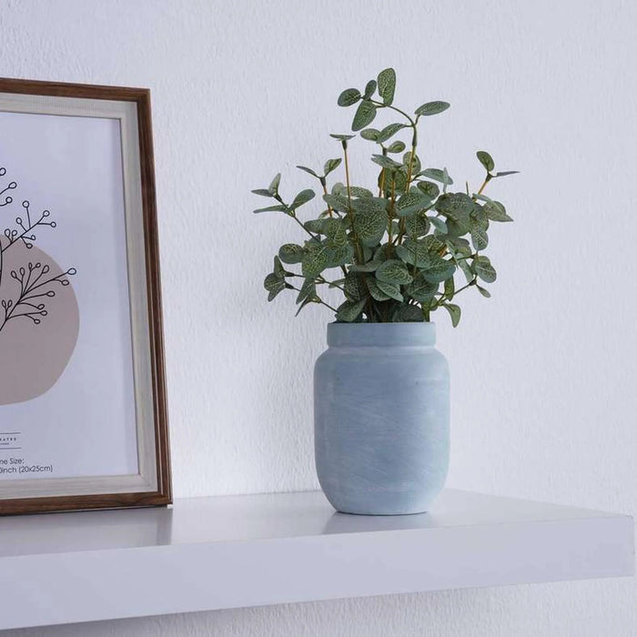 Artificial Eucalyptus In Blue Ceramic Pot 17.78X17.78X27.94Cm - Green Pan Home