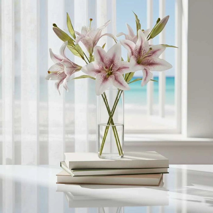 Artificial Flame Lily Stem Flower H44Cm - Pink Pan Home