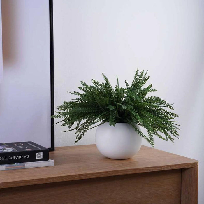 Artificial Grass In White Ceramic Pot 49.53X49.53X40.64Cm - Green Pan Home