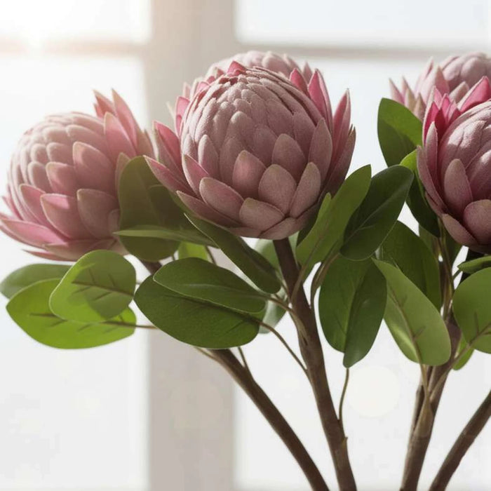 Artificial Protea Stem Flower H45Cm - Purple