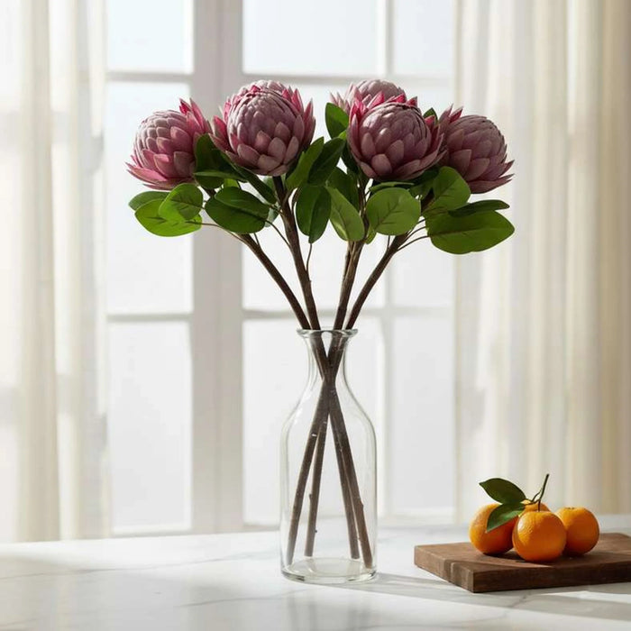 Artificial Protea Stem Flower H45Cm - Purple