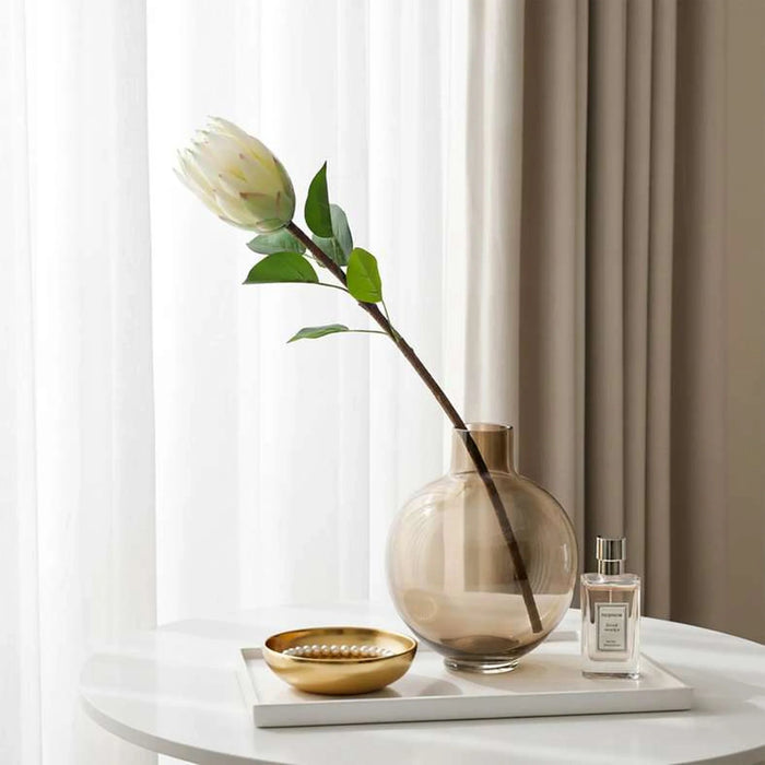 Artificial Protea Stem Flower H68Cm - White