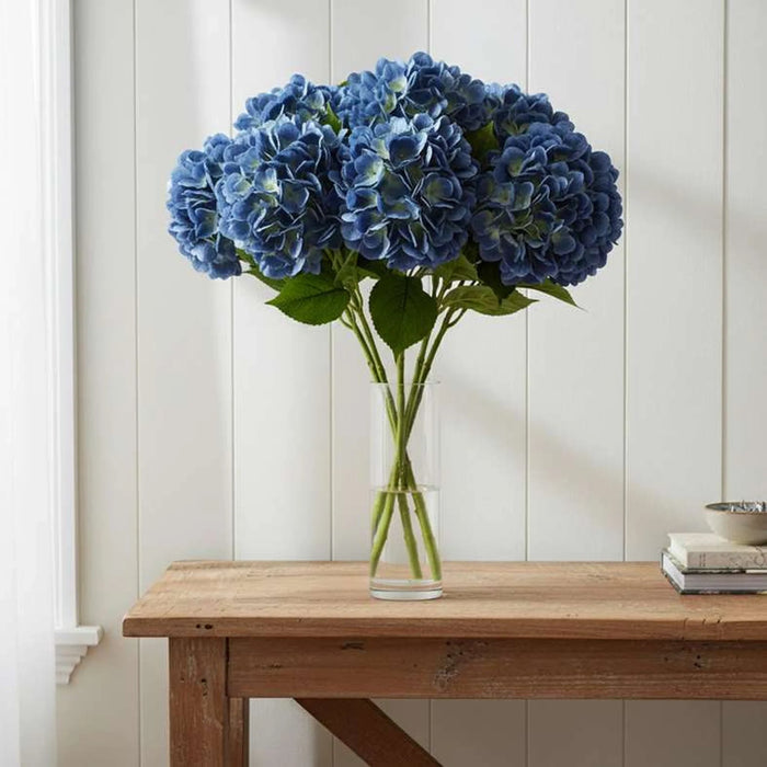 Artificial Real Touch Hydrangea Stem Flower H55Cm - Dark Blue