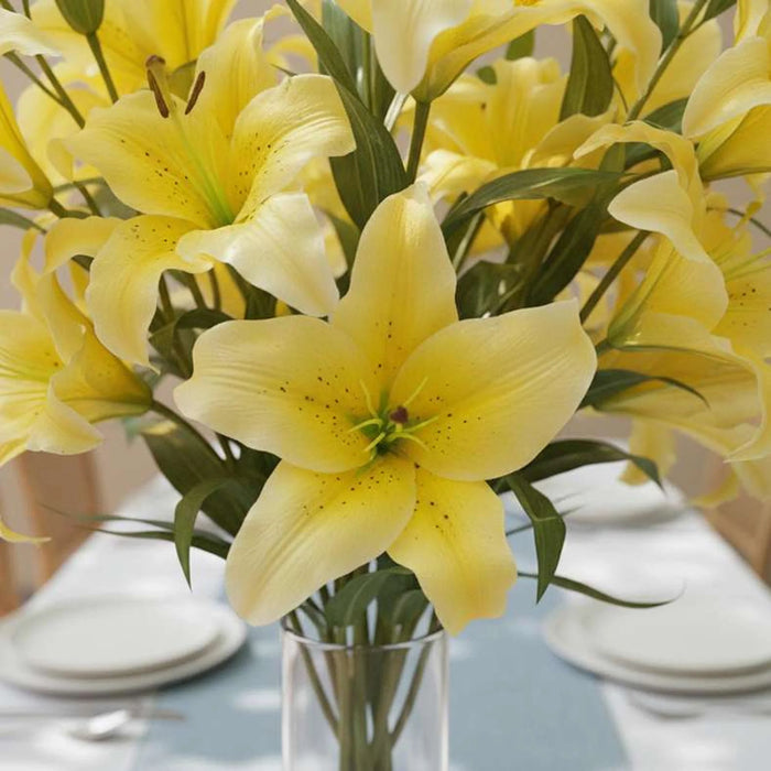 Artificial Real Touch  Lily Stem Flower H81Cm - Yellow