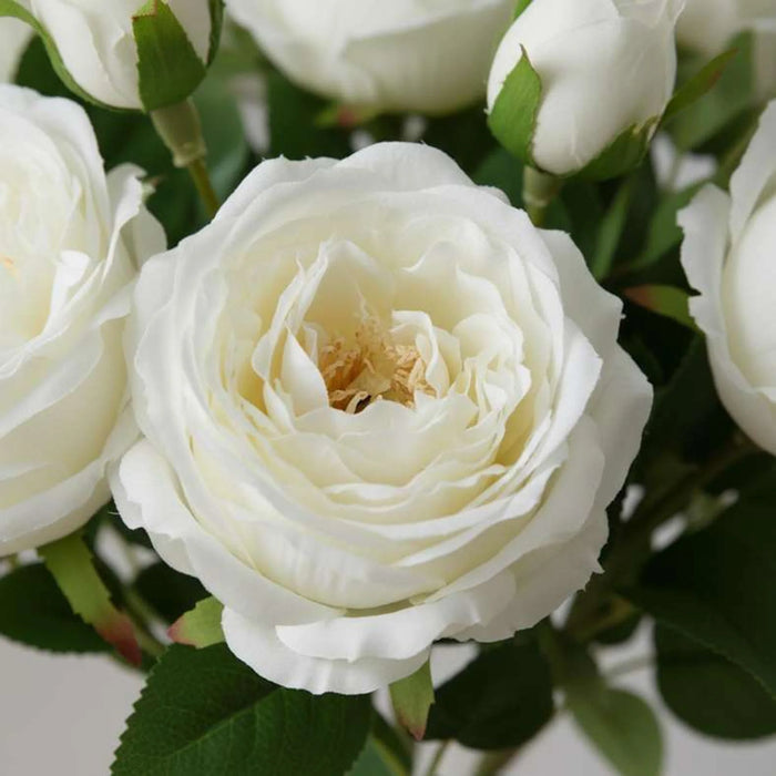 Artificial Real Touch  Rose Stem Flower H43Cm - White