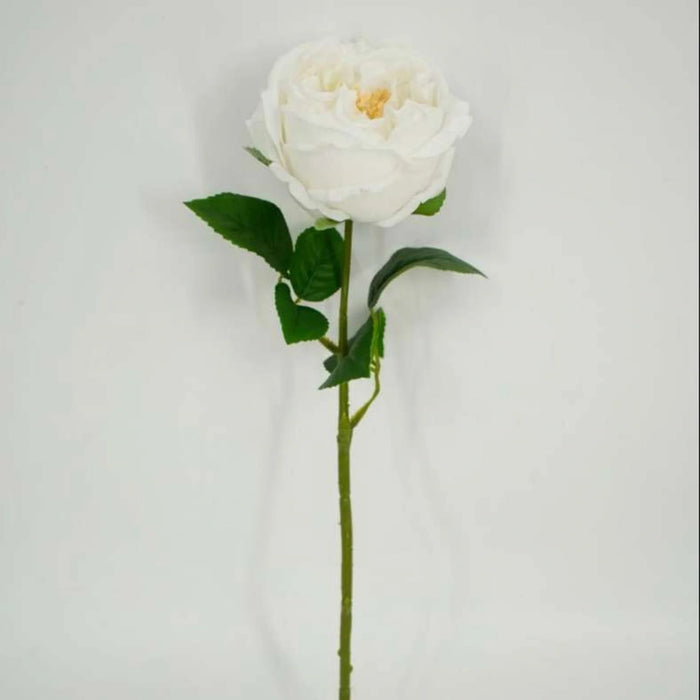 Artificial Real Touch  Rose Stem Flower H43Cm - White