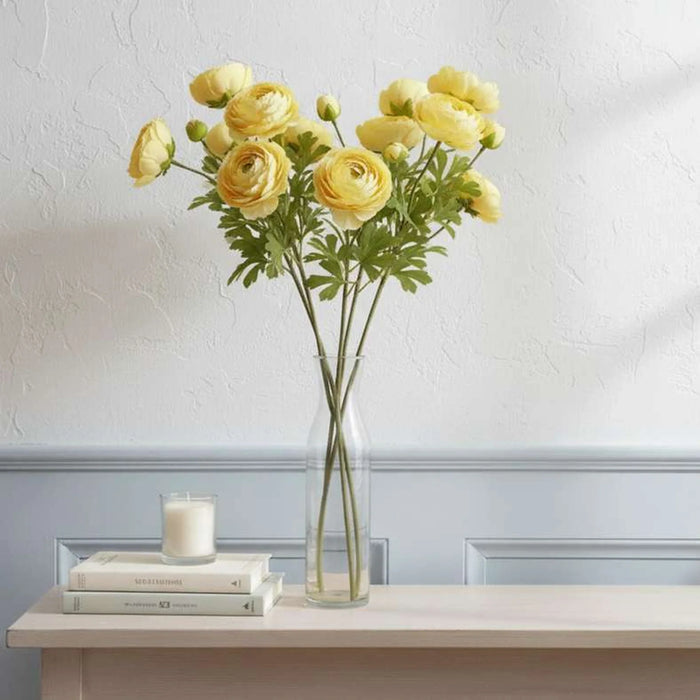 Artificial Real Touch  Rose Stem Flower H50Cm - Yellow