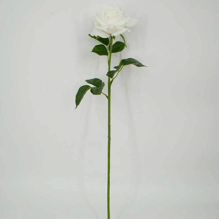 Artificial Real Touch  Rose Stem Flower H63Cm - White