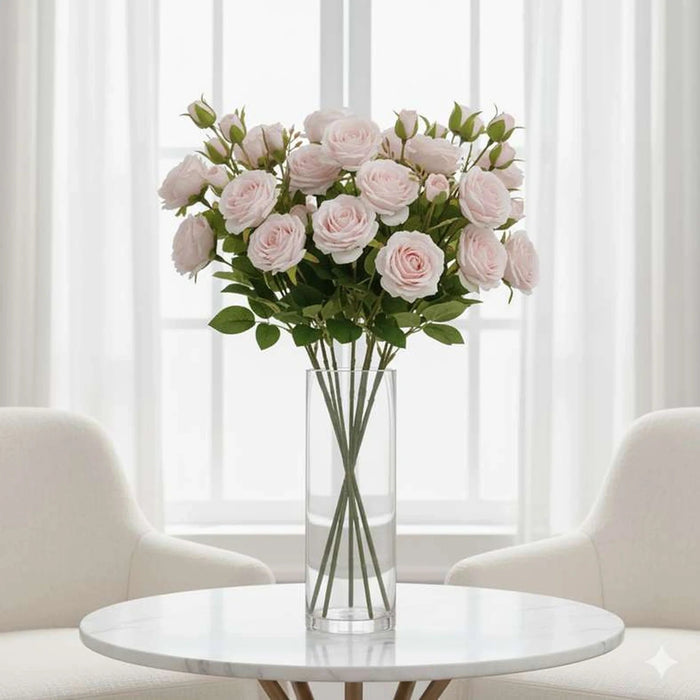Artificial Real Touch Rose Stem Flower H64Cm - Pink Pan Home