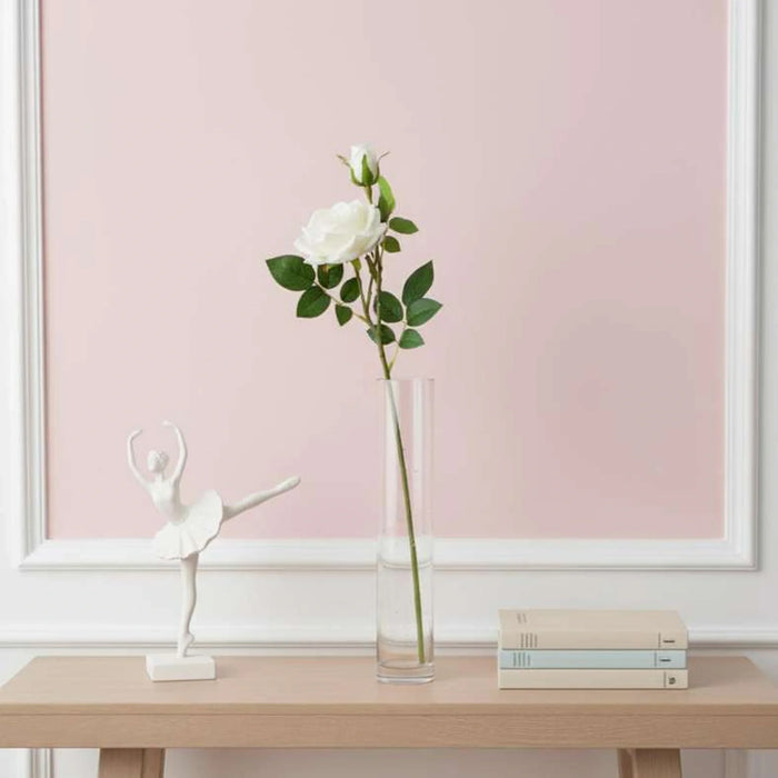 Artificial Real Touch  Rose Stem Flower H71Cm - White