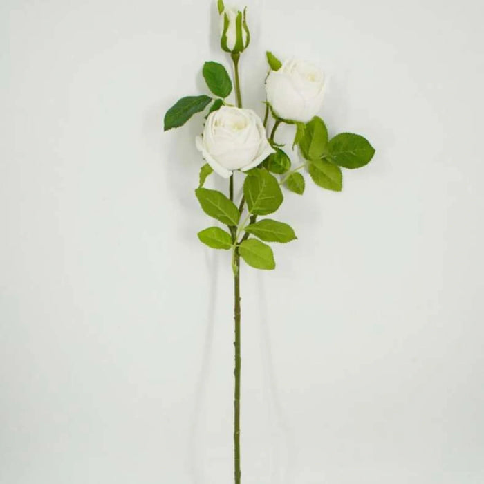 Artificial Real Touch  Rose Stem Flower H71Cm - White