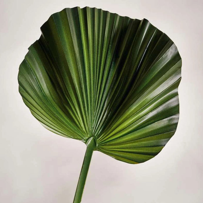 Artificial Ruffled Fan Palm Leaf  Stem H65 - Green