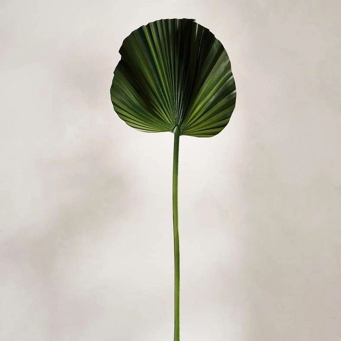 Artificial Ruffled Fan Palm Leaf  Stem H65 - Green
