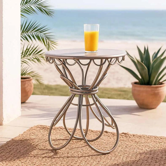 Artisan Metal Round Sidetable - Brown