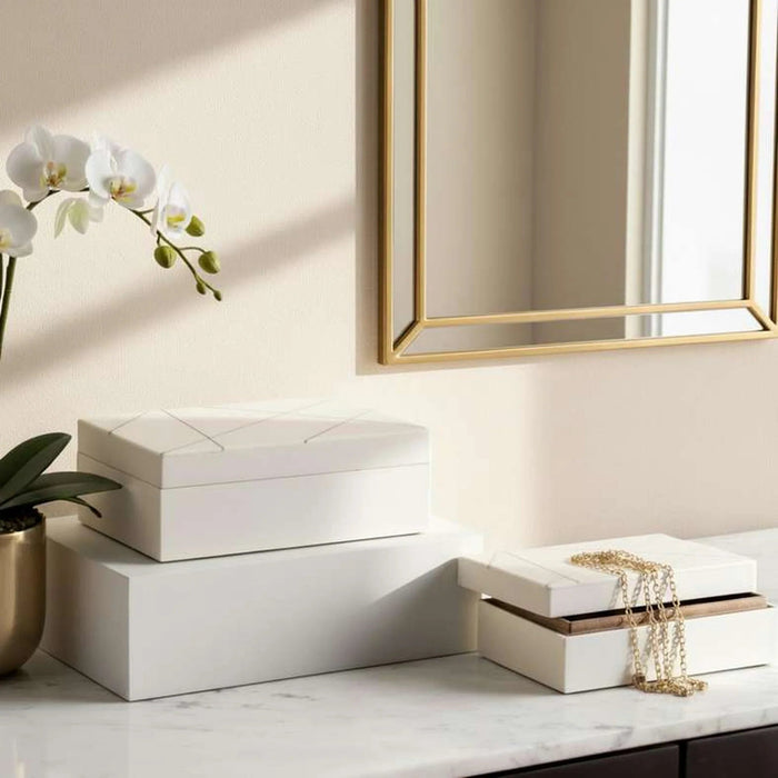 Arya Resin Decor Box 20X13X5Cm - White Pan Home