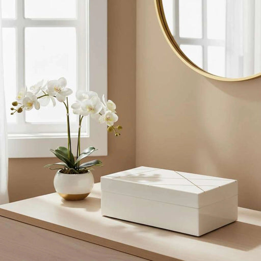 Arya Resin Decor Box 23X15X8Cm - White Pan Home