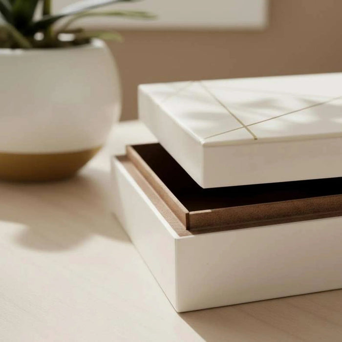 Arya Resin Decor Box 23X15X8Cm - White Pan Home