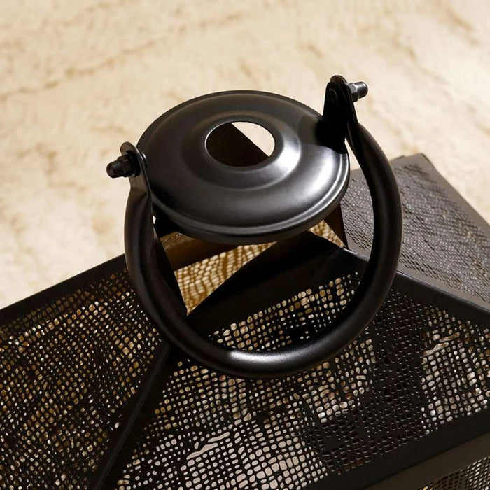 Asiya Metal Rectangle Etch Lantern 30X17X33.5Cm - Black