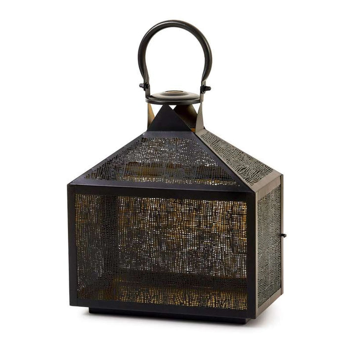 Asiya Metal Rectangle Etch Lantern 30X17X33.5Cm - Black