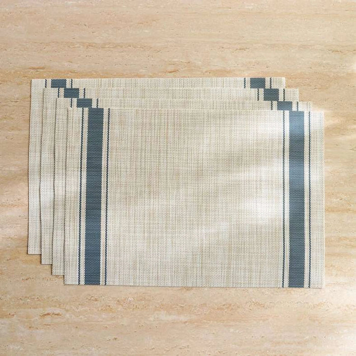 Aspen Border  4Piece Vinyl Placemat Set 33X48Cm -Blue