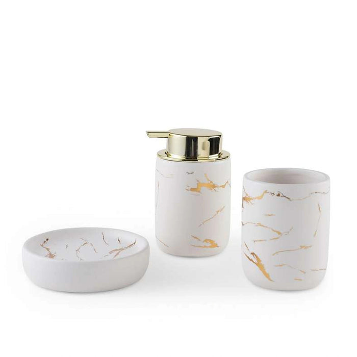 Astral 3-Piece Ceramic Bathroom Accessories Set - Gold Pan Home