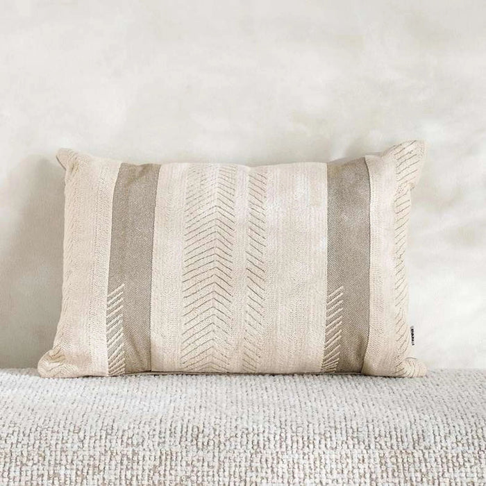 Astrea Chevron Embroidered Down Alt Filled Cushion 35X50Cm - Natural Pan Home