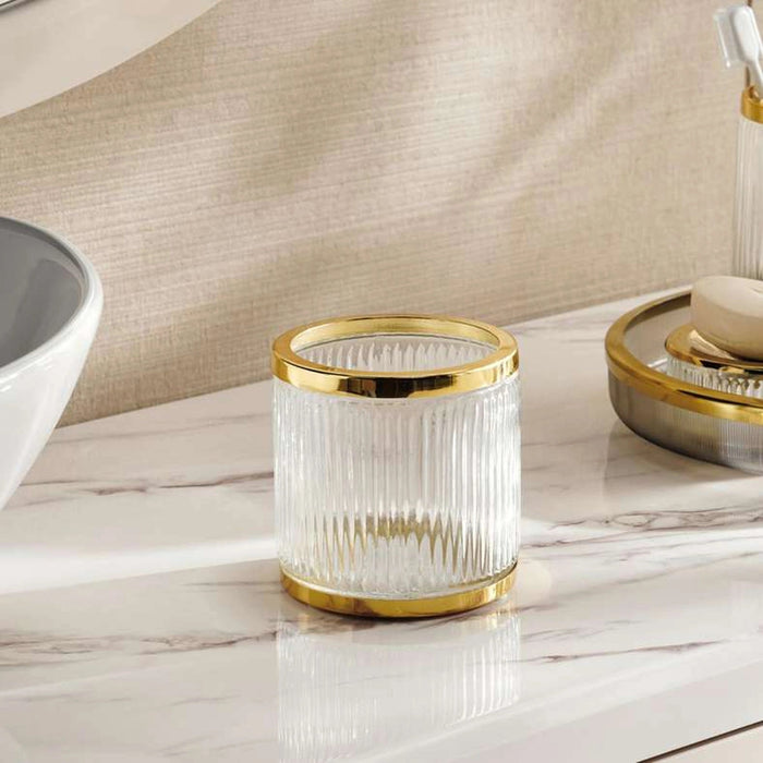 Astrid Glass Cotton Jar - Gold Pan Home