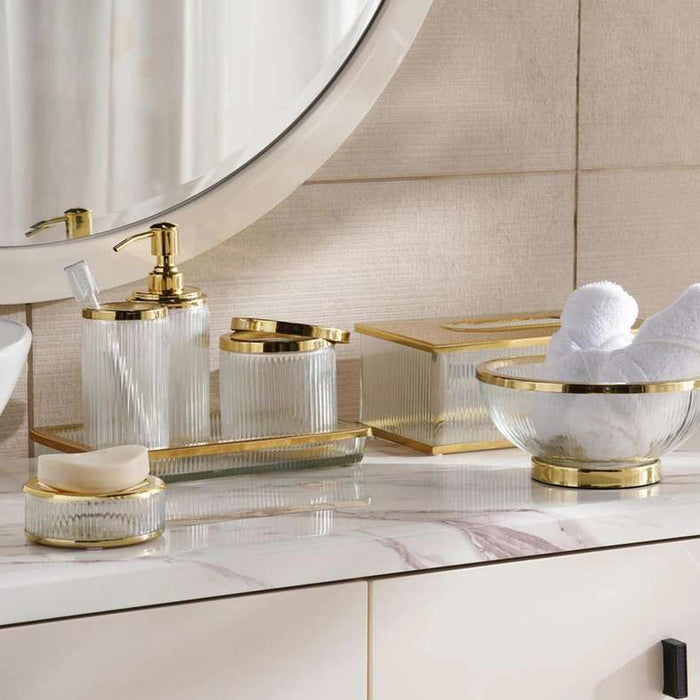 Astrid Glass Cotton Jar - Gold Pan Home